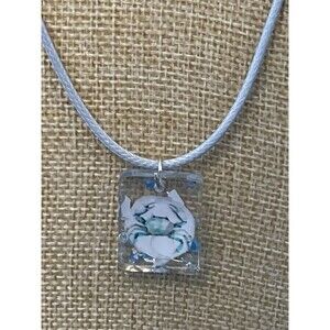 Crab Pendant Necklace Adjustable 16”-18” Cord